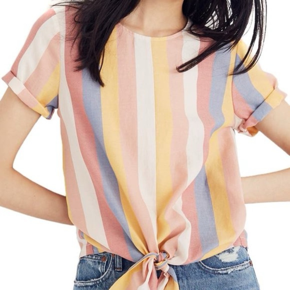 Madewell Button - Back Tie Tee In Sherbet Stripe - Picture 4 of 14